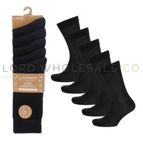 Ladies 5pk Plain Black Bamboo Socks by Bamboo Threads 4 x 5 Pair Pack