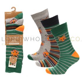 Men's Fox Design Bamboo Socks by Bamboo Threads 4 x 3 Pair Packs