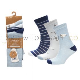 Ladies Sheep Design Bamboo Novelty Socks by Bamboo Threads 4 x 3 Pair Packs,