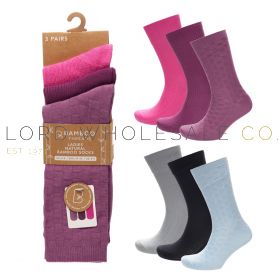 Ladies 3pk Textured Bamboo Socks by Bamboo Threads 4 x 3 Pair Pack