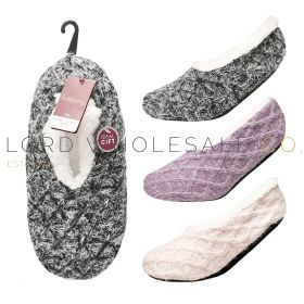 SK1733 Ladies Foxbury Knitted Sherpa Lined Slipper Socks in Three Colours With Packaging