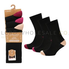 Ladies 3pk Wine Heel & Toe Bamboo Socks by Bamboo Threads 4 x 3 Pair Pack
