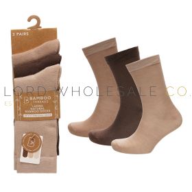 Ladies 3pk Light Browns Bamboo Socks by Bamboo Threads 4 x 3 Pair Pack