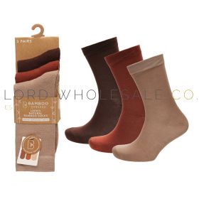 Ladies 3pk Rust Browns Bamboo Socks by Bamboo Threads 4 x 3 Pair Pack
