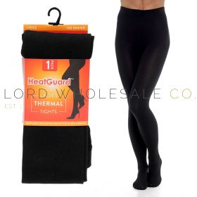 Ladies 140 Denier Black 1pk Fleece Lined Thermal Tights by Heatguard 4 Pieces