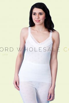 Snowdrop Ladies Thermal French Neck Spencers with Lace 6 pieces