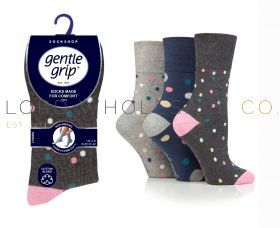 Ladies 3pk Speckled Spot Gentle Grip Socks by Sock Shop 3 Pair Pack