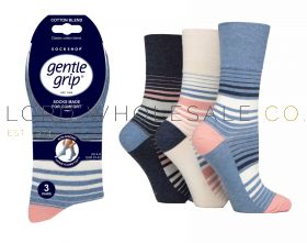 "Assorted ladies gentle grip socks available in bulk for retailers"