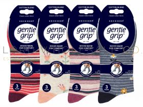 CLEARANCE Ladies Assorted Designs Gentle Grip Socks by Sock Shop 4 x 3 Pair Pack