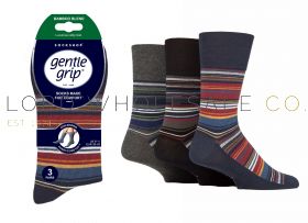 SOMRM12H3 Men's SockShop Gentle Grip bamboo blend micro stripe socks in three assorted colours, 3 pair pack