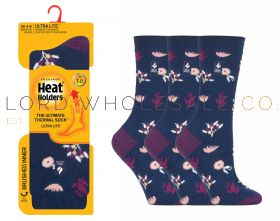 Ladies brushed thermal socks in assorted colours designed for extra warmth, available in wholesale packs.