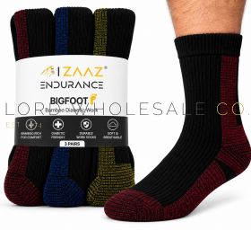 Men's BIGFOOT 3pk Coloured Footbed Bamboo Diabetic Work Socks by Zaaz Endurance 4 x 3 Pair Pack