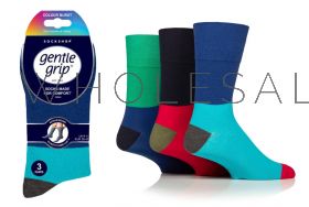 Men's Colour Burst Colour Hybrid Green/Navy/Blue Gentle Grip Socks by ...