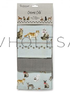 1733 Curious Cats Tea Towels by Cooksmart