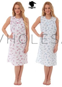 Ladies Poly Cotton Floral Sleeveless Nightdresses by Lady Olga