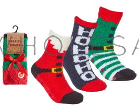 Ladies Christmas Festive Socks With Grippers 6 Pairs