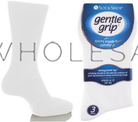 Mens Plain White Gentle Grip Socks by Sock Shop