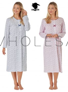 8907 Lady Olga Long Sleeved Nightdress 100% Cotton