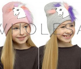 GL932 Girls Knitted Unicorn Hats