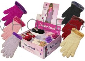 GLF124 Girls Feather Touch Boutique Gloves 36 pairs