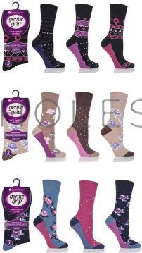 Ladies Assorted Mixed Patterns Socks by Gentle Grip 12 Pairs