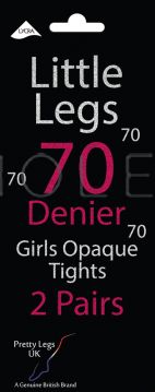 Girls 2 Pair Pack Luxury 70 Denier Opaque Tights with Lycra 12 pairs