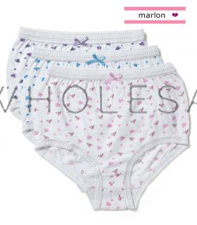Ladies Floral 3 pair pack 100% Cotton Full Briefs by Marlon