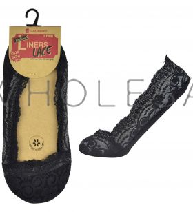 SK431BK Black Invisible Lace Liners Footsies