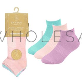 Ladies Bamboo Pastel Trainer socks with Arch Support & Ventilated Top by Bamboo Threads