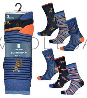 Mens 3 Pack Animal Design Socks by Tom Franks