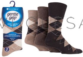 SOMRJ Men's Argyle Browns Gentle Grip Socks