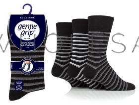 Mens Varied Stripe Black Gentle Grip Socks by Sock Shop