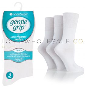 DIABETIC Mens White Gentle Grip Socks by Sock Shop