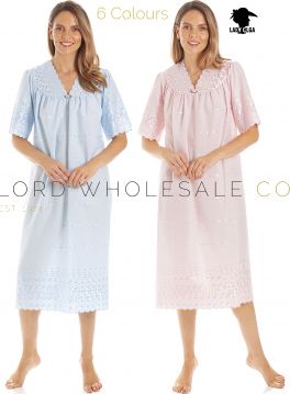 1090 Embroidery Anglaise V Neck Nightdress by Lady Olga