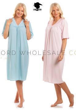 Ladies Needle Out Polyester V Neck Nightdress by Lady Olga