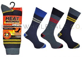 Men's Thermal Stripe Workwear 2.3 TOG Heat Machine Socks 12 pairs