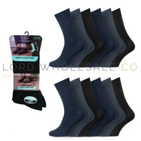 Men's Big Foot 100% Cotton Non-Elastic Crew Socks by Miuayga 4 x 3 Pair Pack