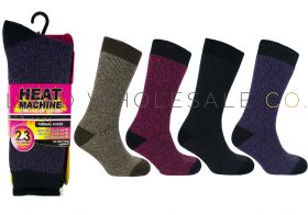 Ladies Thermal Twisted Yarn 2.3 TOG Heat Machine Socks 12 pairs