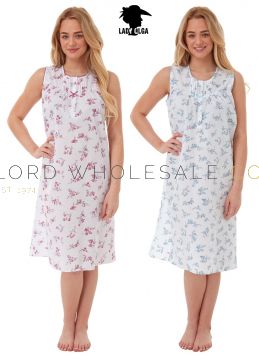 Ladies Poly Cotton Floral Sleeveless Nightdresses by Lady Olga