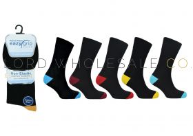 Men's Cotton Rich Non-Elastic Coloured Heel & Toe Socks 3 Pair Pack by Eazy Grip