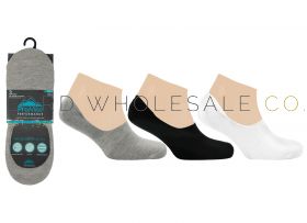 Mens No Show Footies Socks 3 Pair Pack by Pro Hike Black, White & Grey