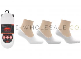 Ladies No Show Footies Socks 3 Pair Pack by Pro Hike White