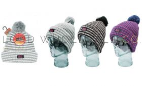 Ladies Striped Bobble Hat by Heat Machine 12 pieces