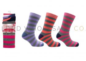 Ladies 3PK Thermal Stripe Socks by Exquisite 4 x 3 Pair Pack
