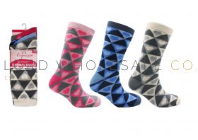 12-3136-Ladies Hearts Thermal Socks by Exquisite Elegance 12 Pairs