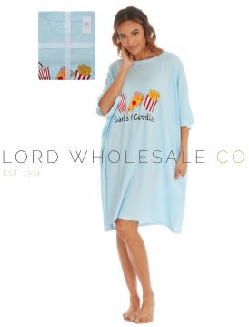 Ladies Ice Blue Oversized Short Sleeve Nightshirt by Slumber Party 1 Piece