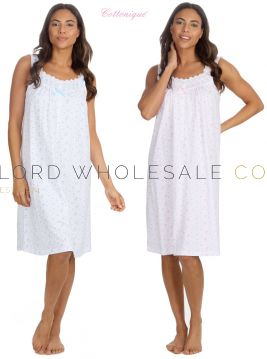 34B1958 Wholesale Cottonique Sleeveless Nightdresses