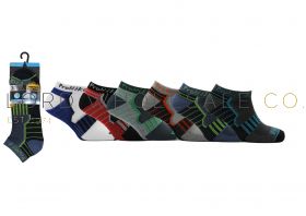 12-3535-Men's 3pk Assorted Design Trainer Socks 3535 by Pro Hike 4 x 3 Pair Pack