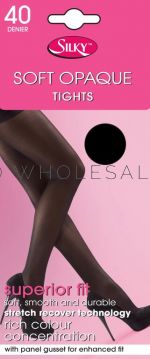 40 Denier Soft Opaque Tights with Elastane by Silky in Black