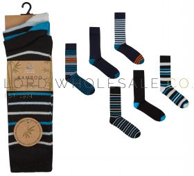 40B530 Men's Bamboo Stripe Socks by Pierre Roche